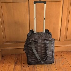 Thirty-One Black Travel Bag with White Dots